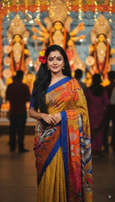 Blue-Blessed Durga Saree