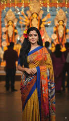 Blue-Blessed Durga Saree