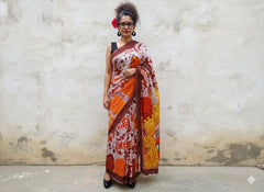 Golden Goddess Durga Saree