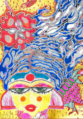 Durga Blue Saree Mul