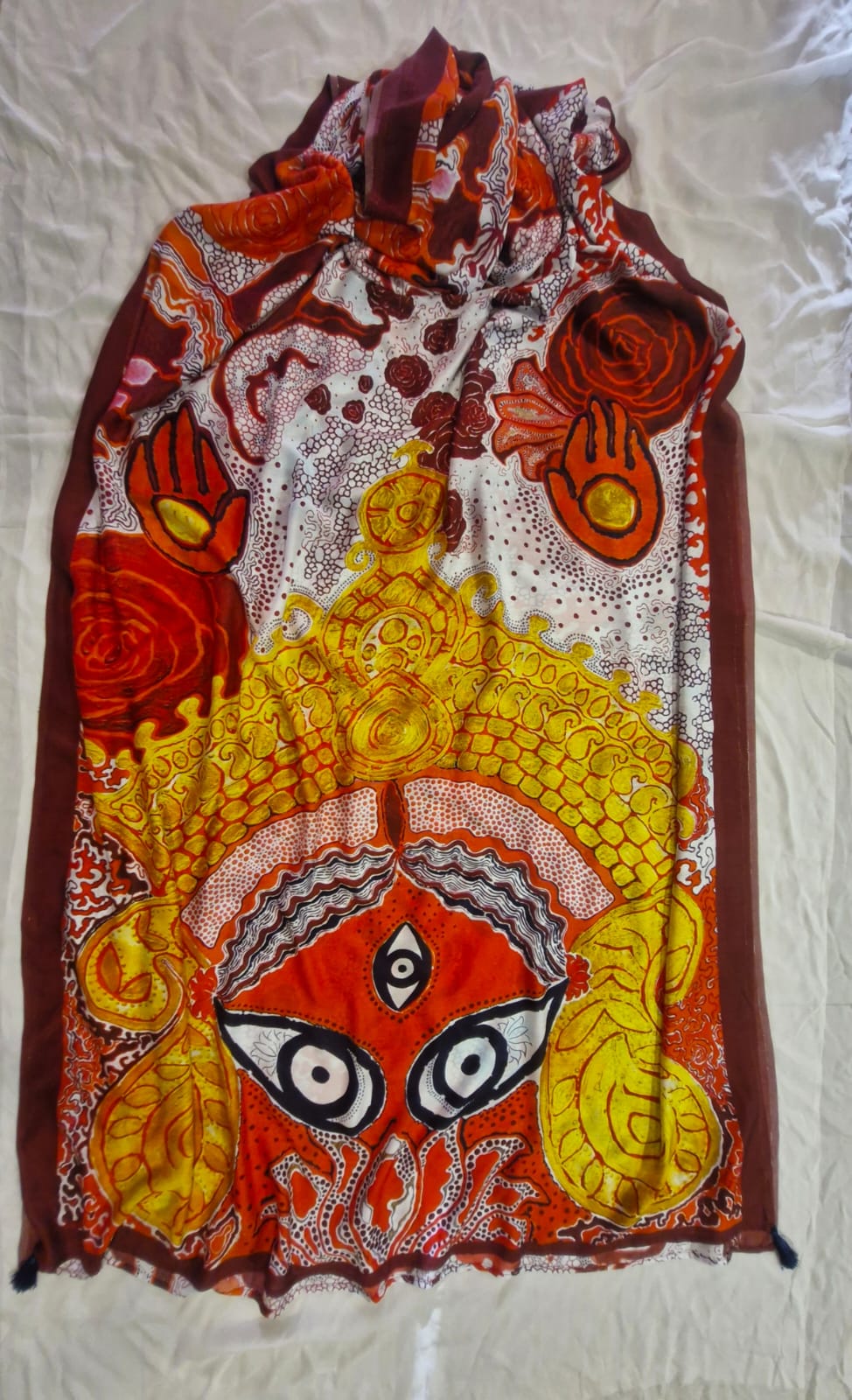 Golden Goddess Durga Saree